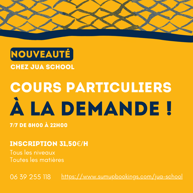 COURS PARTICULIERS À LA DEMANDE